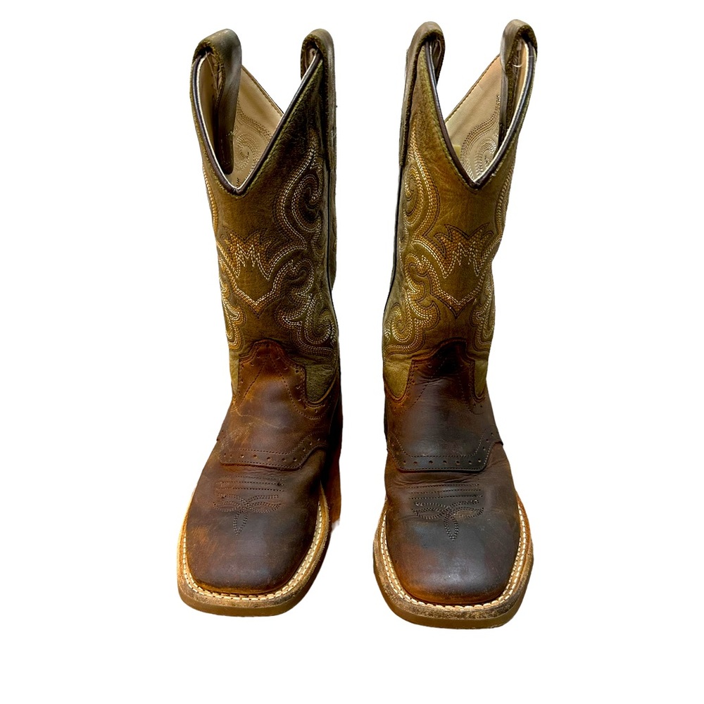 Old West Boys Brown Cowboy Boots 13.5 - Picture 1 of 12